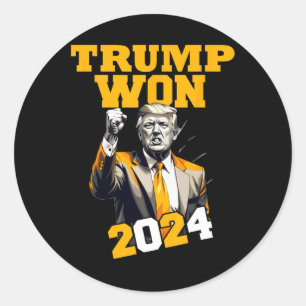 Donald Trump gewinnt 2024 Wahleinweihung Men Wo Runder Aufkleber