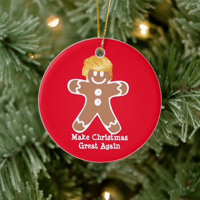 Donald Trump Gingerbread man Keramik Ornament (Baum)