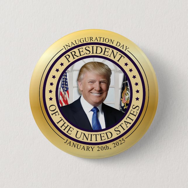 DONALD TRUMP GOLD COMMEMORATIVE INAUGURATION POTUS BUTTON (Vorderseite)