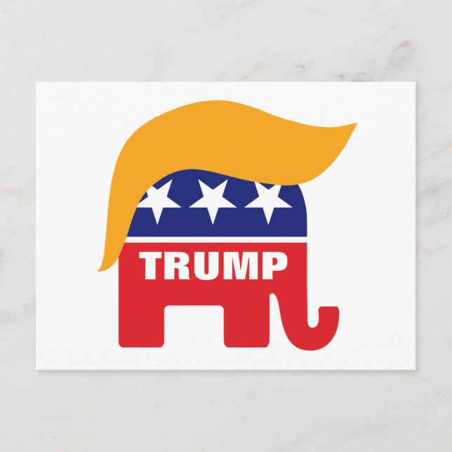 Donald Trump Hair GOP Elephant-Logo Postkarte (Vorderseite)