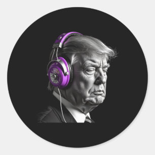 Donald Trump Headphones Funny President Dj Art Runder Aufkleber