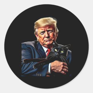 Donald Trump Holding Cat Graphic Funny Political M Runder Aufkleber