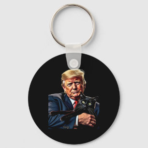 Donald Trump Holding Cat Graphic Funny Political M Schlüsselanhänger