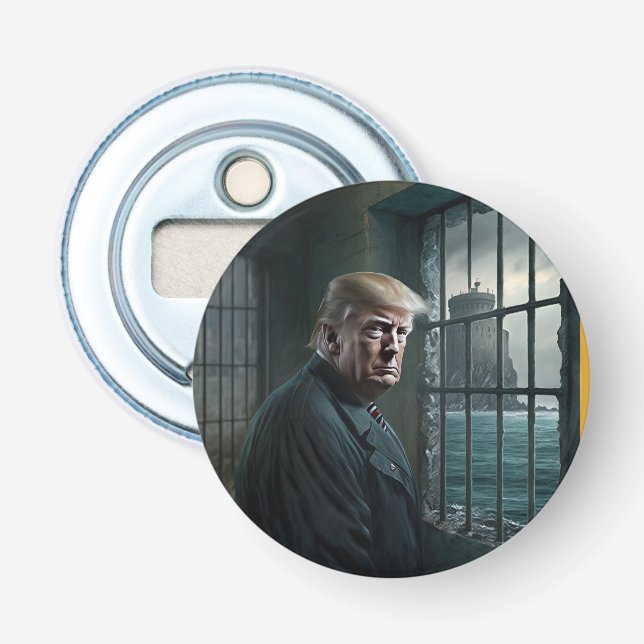 Donald Trump im Gefängnis von Alcatraz Flaschenöffner (Vorderseite)