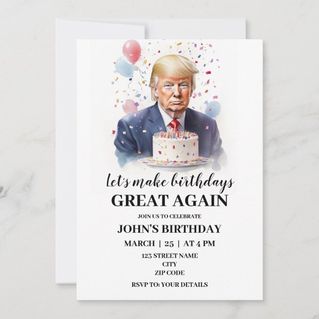 Donald Trump Invitation à l'anniversaire (Devant)