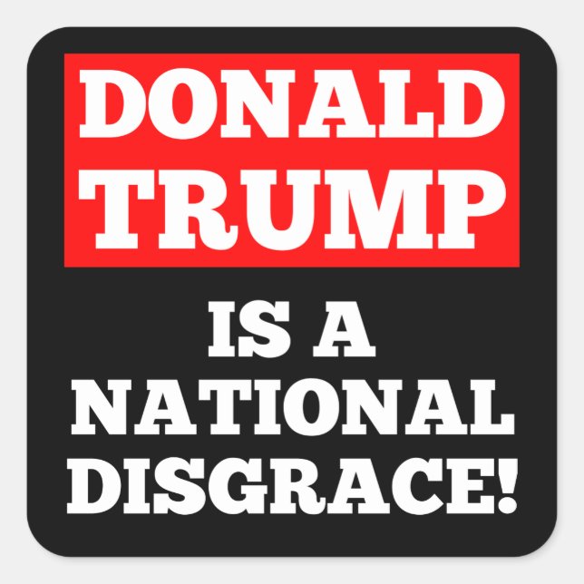 Donald Trump ist ein Schwarzer Sticker mit nationa (Vorderseite)