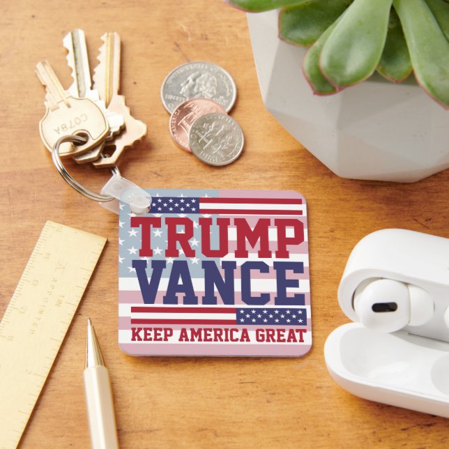 Donald Trump JD Vance 2024 Behielt Amerika groß Schlüsselanhänger (Schreibtisch)