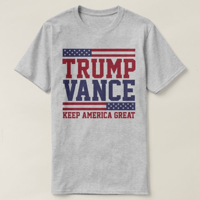 Donald Trump JD Vance 2024 Behielt Amerika groß T-Shirt (Design vorne)