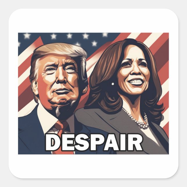 Donald Trump Kamala Harris Despair Quadratischer Aufkleber (Vorderseite)