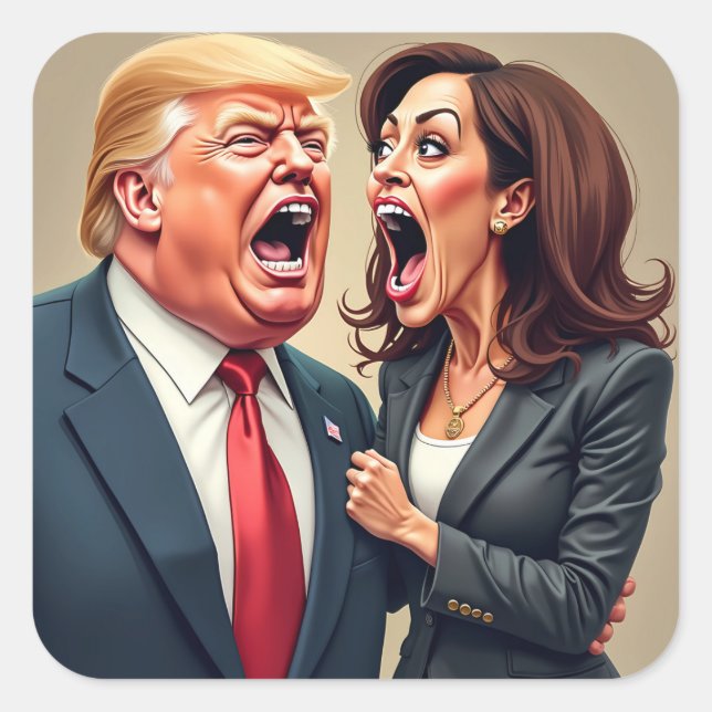 Donald Trump Kamala harris Quadratischer Aufkleber (Vorderseite)