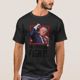 Donald Trump kämpft gegen Anhänger der Kämpfe am T-Shirt