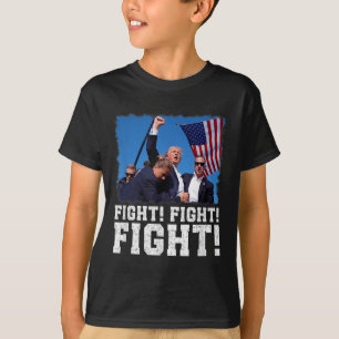 Donald Trump kämpft gegen Anhänger der Kämpfe am T-Shirt