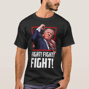 Donald Trump kämpft gegen Anhänger der Kämpfe am T-Shirt