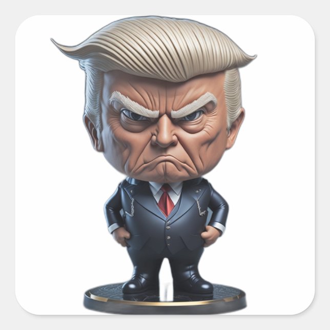Donald Trump Karikatur Quadratischer Aufkleber (Vorderseite)