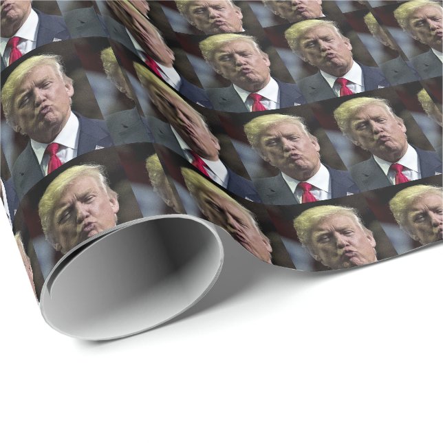 DONALD TRUMP KISS CHRISTMAS WRAPPING PAPIER GESCHENKPAPIER (Rolleneckpunkt)