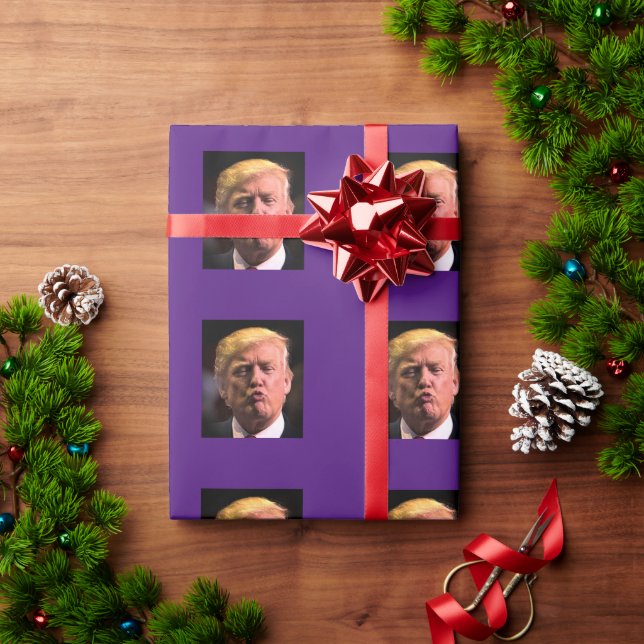 DONALD TRUMP KISS JEDEN ANLASS WRAPPING PAPIER GESCHENKPAPIER (Feiertagsgeschenk)