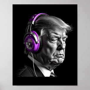 Donald Trump Kopfhörer Lustig Präsident Dj Kunst Poster