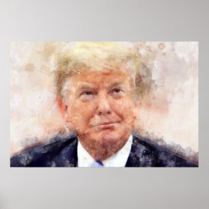 Donald Trump lächelndes Porträt Wasserfarbe Poster