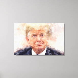Donald Trump lächelt Porträt Aquarell Leinwanddruck