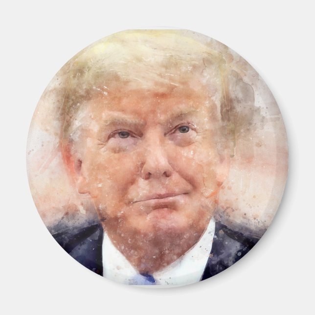 Donald Trump lächelt Porträt Aquarell Magnet (Vorne)