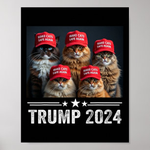 Donald Trump Macht Katzen Wieder Sicher Rote Mütze Poster