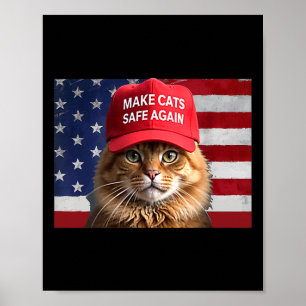 Donald Trump Macht Katzen Wieder Sicher Rote Mütze Poster