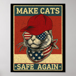Donald Trump Macht Katzen Wieder Sicher Rote Mütze Poster