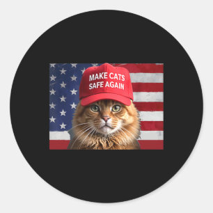 Donald Trump macht Katzen wieder sicher Rote Mütze Runder Aufkleber