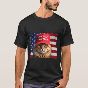Donald Trump Macht Katzen Wieder Sicher Roter Hut T-Shirt