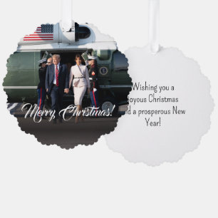 Donald Trump & Melania Militärische Weihnachtszeit Ornament Karte