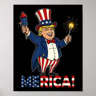 Donald Trump Merica 4. Juli Feuerwerk Patrioti Poster