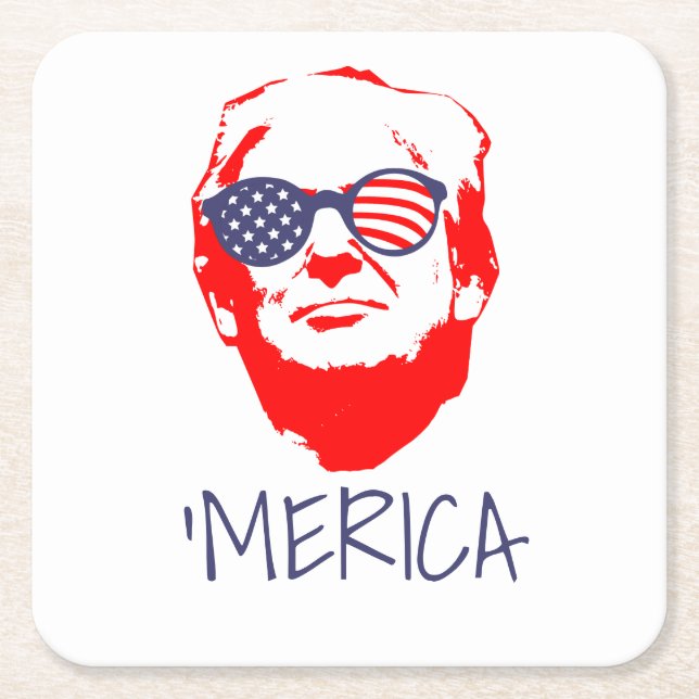 Donald Trump 'Merica Rechteckiger Pappuntersetzer (Vorderseite)
