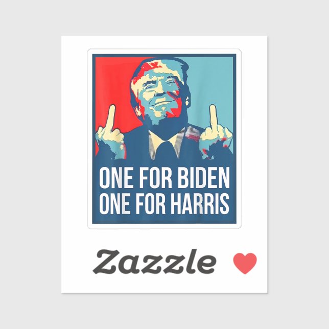 Donald Trump Middle Finger Biden Harris America Re Aufkleber (Blatt)