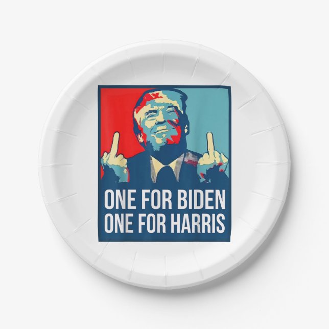 Donald Trump Middle Finger Biden Harris America Re Pappteller (Vorderseite)