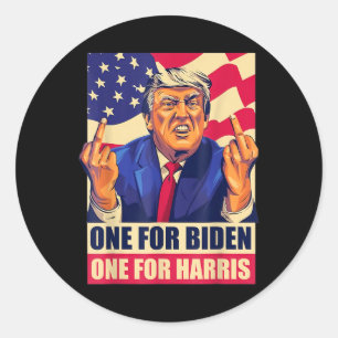 Donald Trump Middle Finger Biden Harris America Re Runder Aufkleber