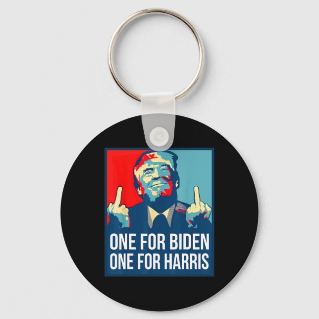Donald Trump Middle Finger Biden Harris America Re Schlüsselanhänger (Vorderseite)