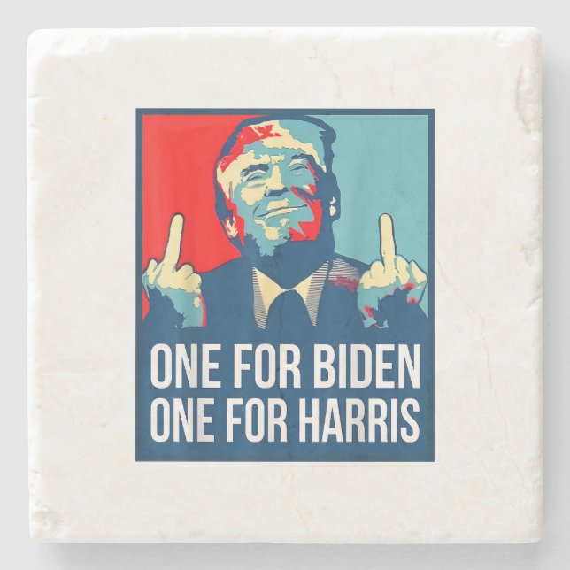 Donald Trump Middle Finger Biden Harris America Re Steinuntersetzer (Vorderseite)