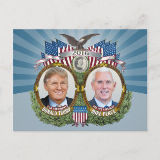 Donald Trump & Mike Pence Jugate Foto Blue Design Postkarte