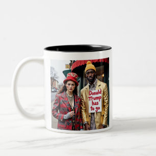 Donald Trump muss Demonstranten werden Zweifarbige Tasse