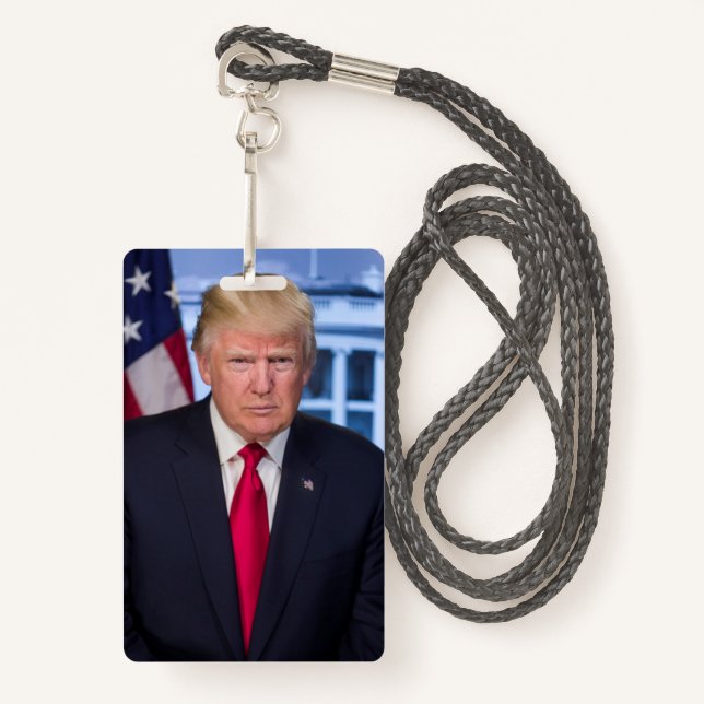 Donald Trump Offizielles Präsidentenportrait Ausweis (Vorderseite mit Schlüsselband)