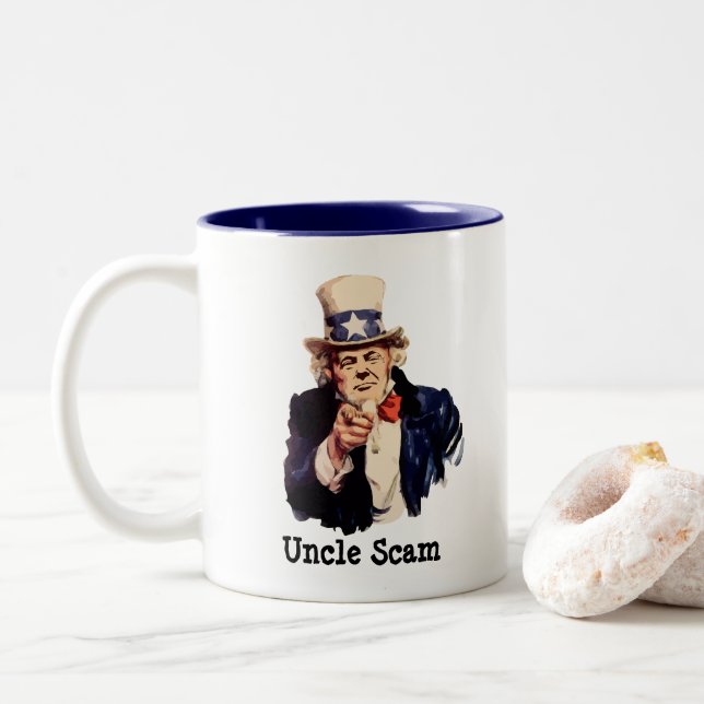 Donald Trump-Onkel Zweifarbige Tasse (Mit Donut)