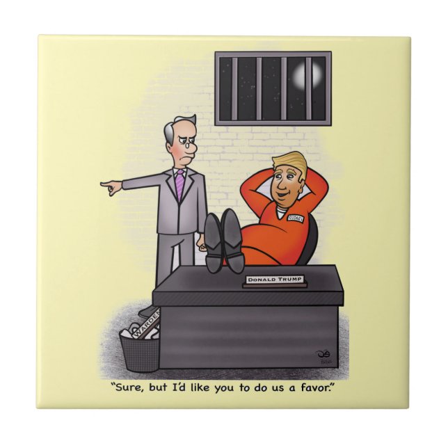 Donald Trump Pale Yellow Keramik Tile Fliese (Vorderseite)