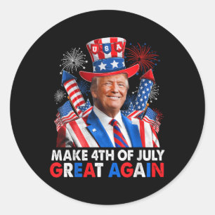 Donald Trump Patriotic Feuerwerk machen 4. Juli G Runder Aufkleber