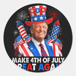 Donald Trump Patriotic Feuerwerk machen 4. Juli G Runder Aufkleber