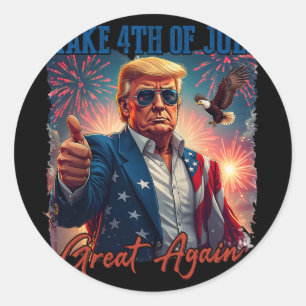 Donald Trump Patriotic Feuerwerk machen 4. Juli G Runder Aufkleber