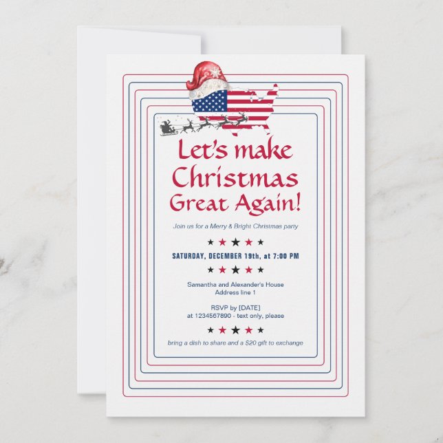 Donald Trump Patriotic Weihnachten wieder großarti Einladung (Vorderseite)