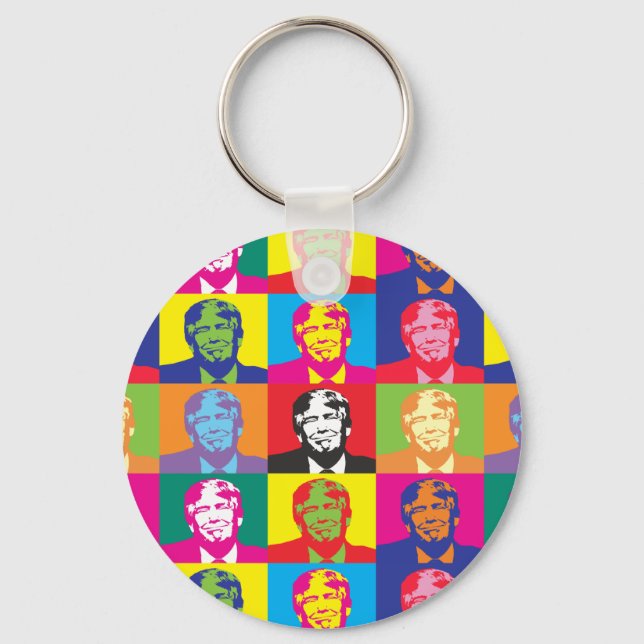 Donald Trump Pop Art Button Schlüsselanhänger (Vorderseite)