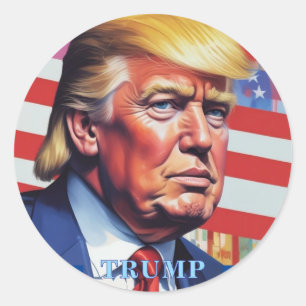 Donald Trump Pop Art Runder Aufkleber