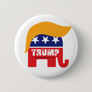 Donald Trump Präsident 2016 GOP Elefant Haar Logo Button