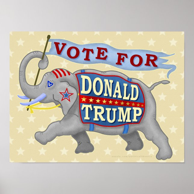 Donald Trump Präsident 2024 Republikanischer Elefa Poster (Vorne)